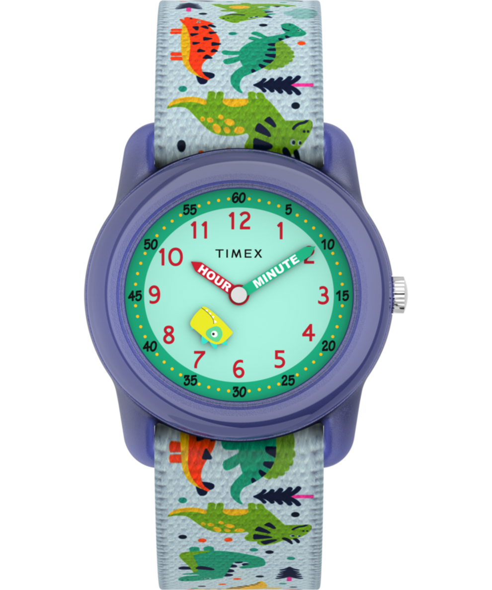TW7C773009J TIMEX TIME MACHINES® 29mm Purple Dinosaur Elastic Fabric Kids Watch primary image